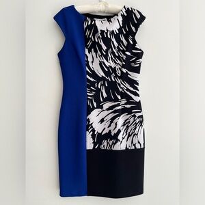 MAGGY LONDON Dress Colour Block Cap Sleeve Sheath Knee Length Party Event Chic